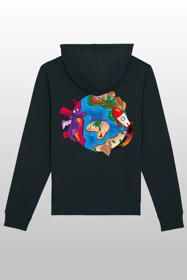 Space Weltkugel Kids Hoodie black