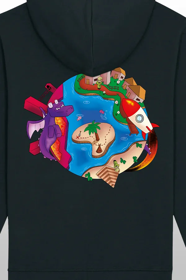 Space Weltkugel Kids Hoodie black