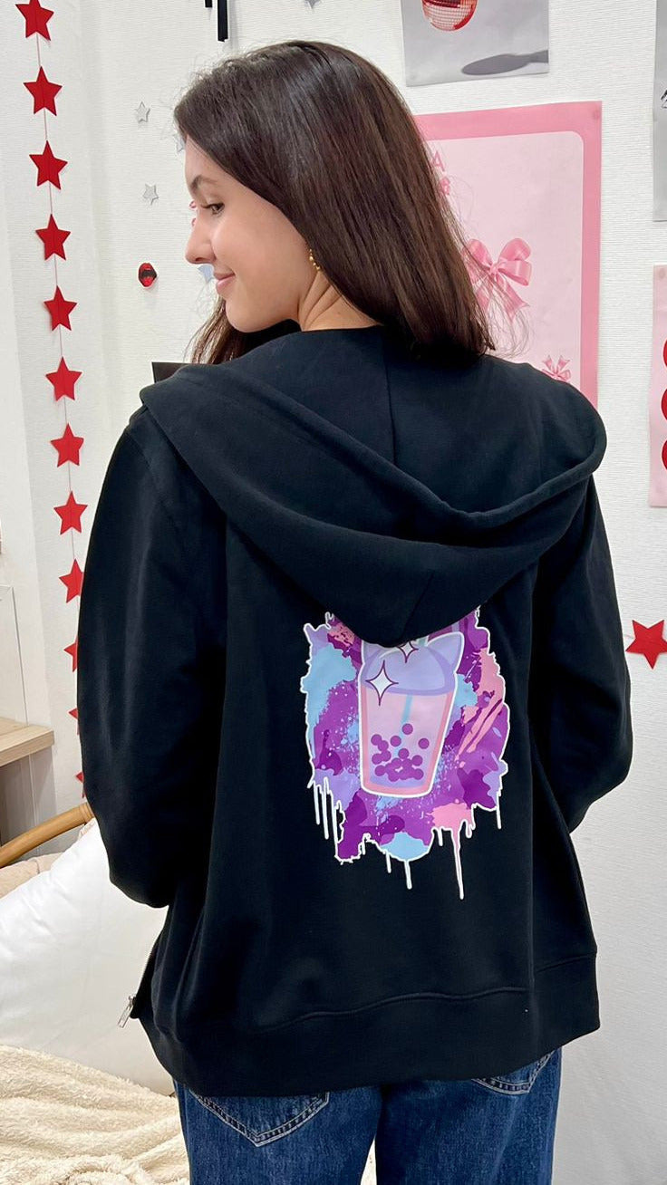 AVAS BUBBLE TEA EXPLOSION COSY HOODIE JACKE DARK