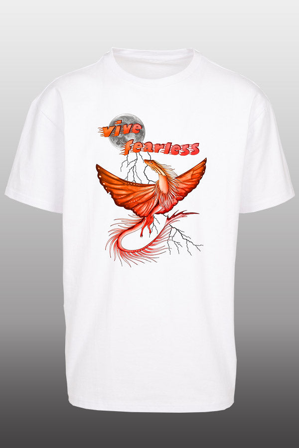 Mohi__07 Vive fearless orange Oversize T-Shirt weiß